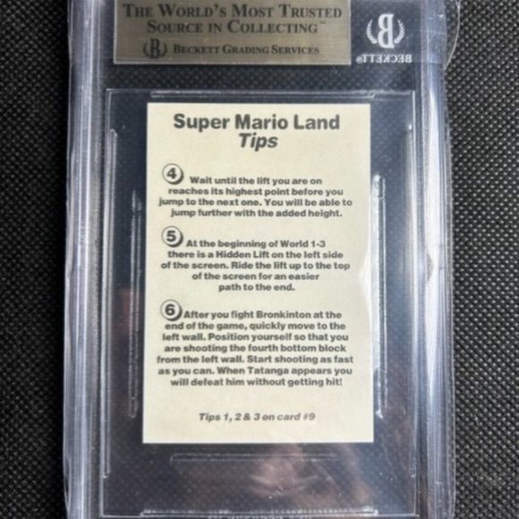 1993 Super Mario Land Tip Card Nintendo Game Boy #10 Tip 4-6 BGS 9.5 Gem Mint - Picture 2 of 2